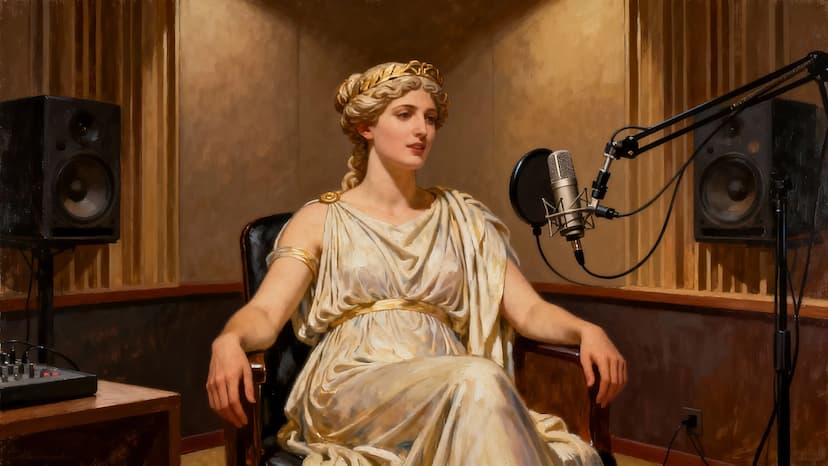 Pessoa gravando podcast em estúdio profissional, representando a integração entre podcast, blog e estratégia de conteúdo.