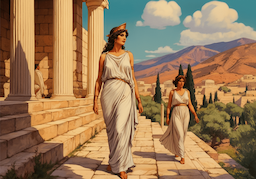 Duas mulheres gregas andando juntas