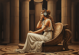 blog podcast.png Mulher Grega com Fone de Ouvido